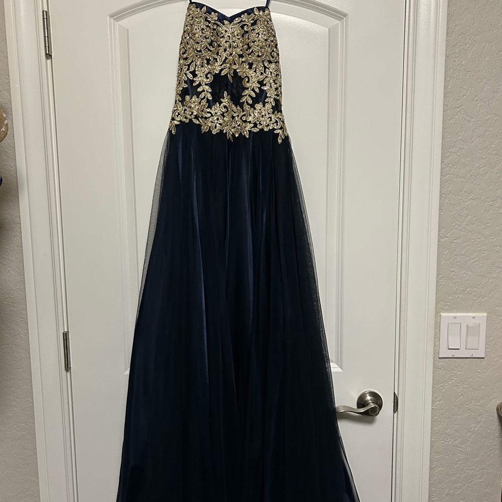 Elegant Navy and Gold Gown